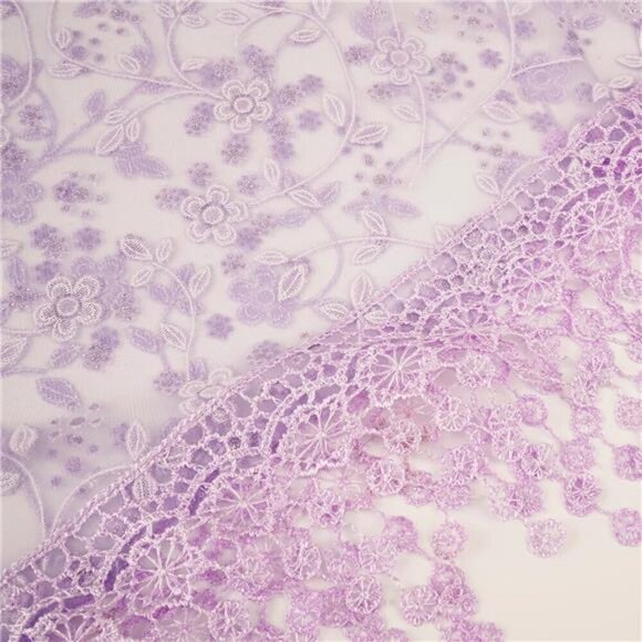 Romantic LAVENDER Lightweight Soft Leaf Lace Fringes Triangular Floral Fashion - Picture 7 of 8